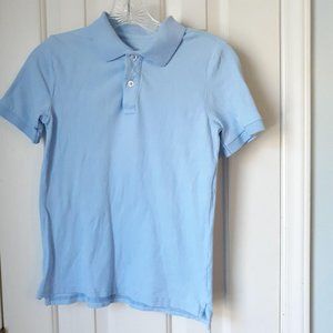 Boys Blue Short Sleeve Collarded Button Pull Over